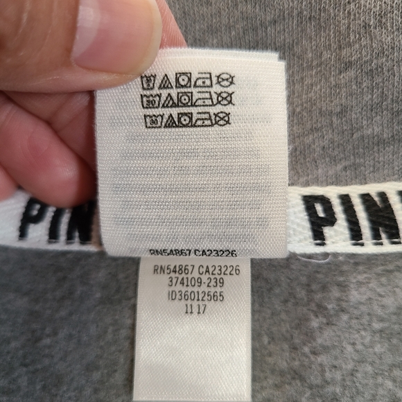 Victoria's Secret PINK Bling Gray Floral Quarter Zip Pullover Size Small - Picture 7 of 9